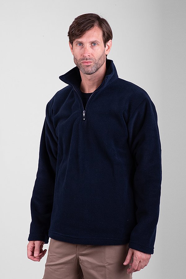 BUZO POLAR CUELLO EN V NEGRO